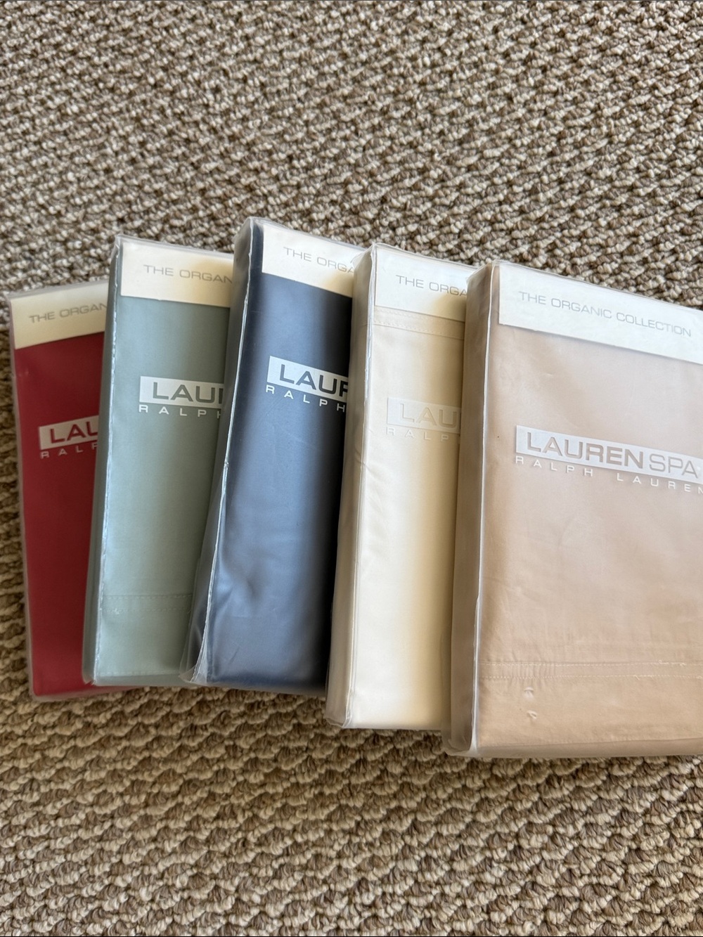 Ralph Lauren Spa Organic King Pillowcases 400 TC Blue Aqua ivory red pick one - Picture 2 of 10